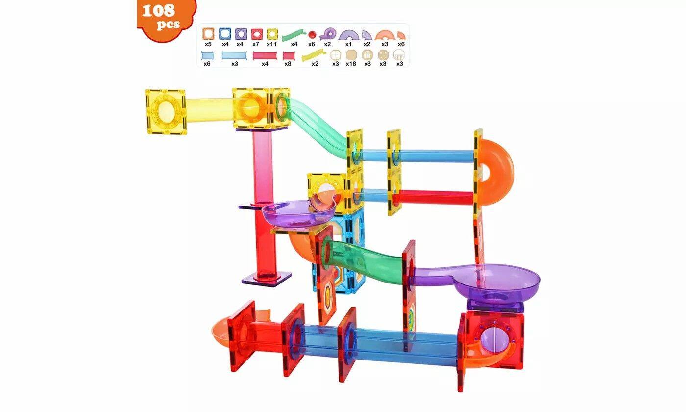 Link Kids Magnetic Building Blocks Tile Fantasy Castle Set 108 Pc ...