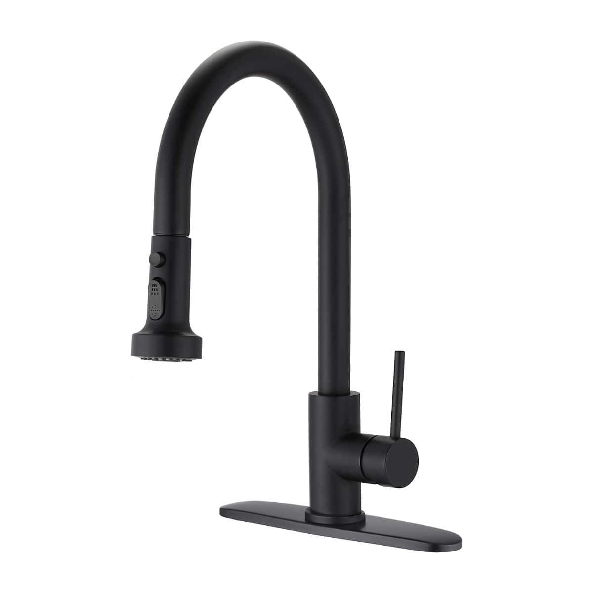 Ropilly- Pull Down Kitchen Faucet, Single Handle High Arc Faucet with Sprayer and 360 Swivel Spout- Matte Black