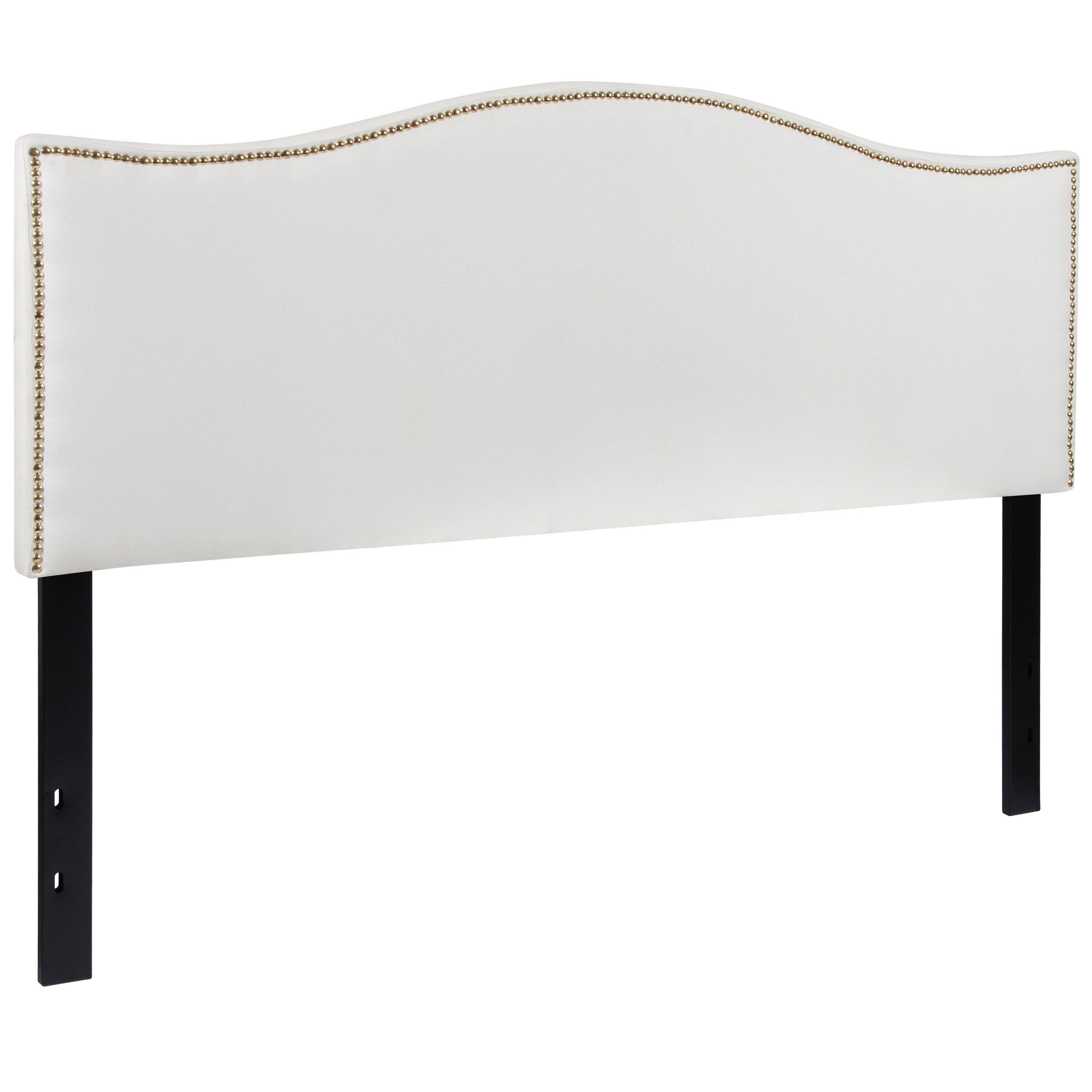 Alt View 1. Emma + Oliver - Arched Headboard with Accent Nail Trim - White.