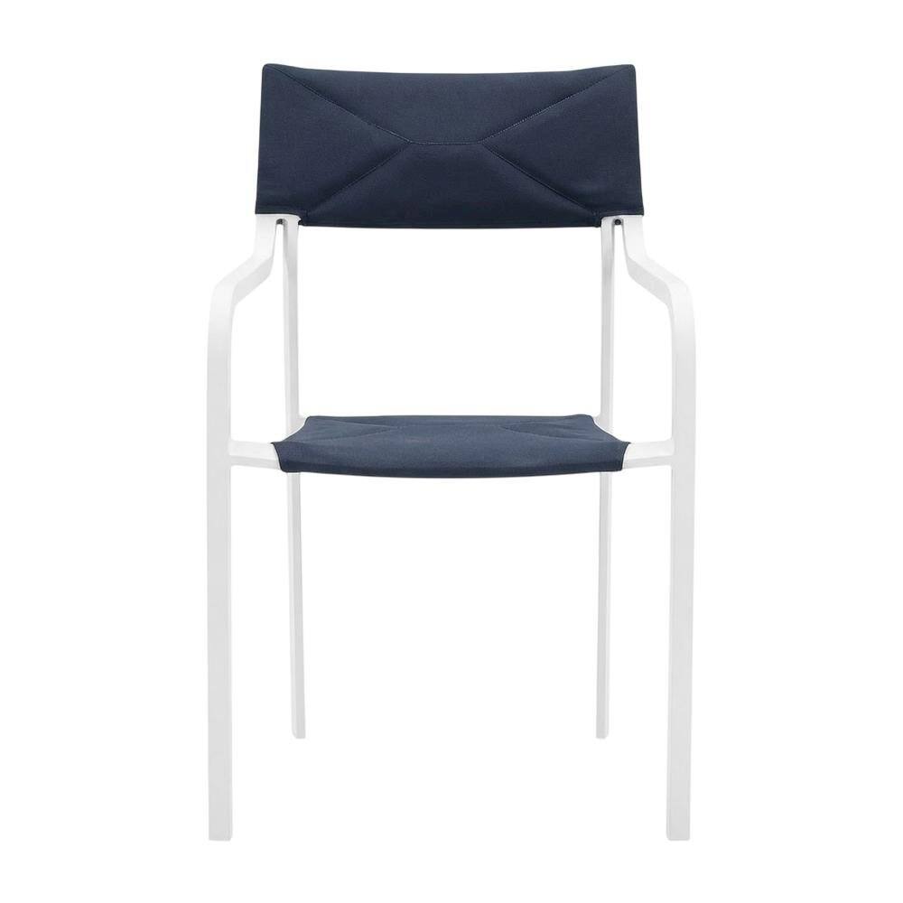 Back. Outdoor Escape - Outdoor Patio Aluminum Armchair Set Of 2 With Stackable Design For Lounge Use - White.
