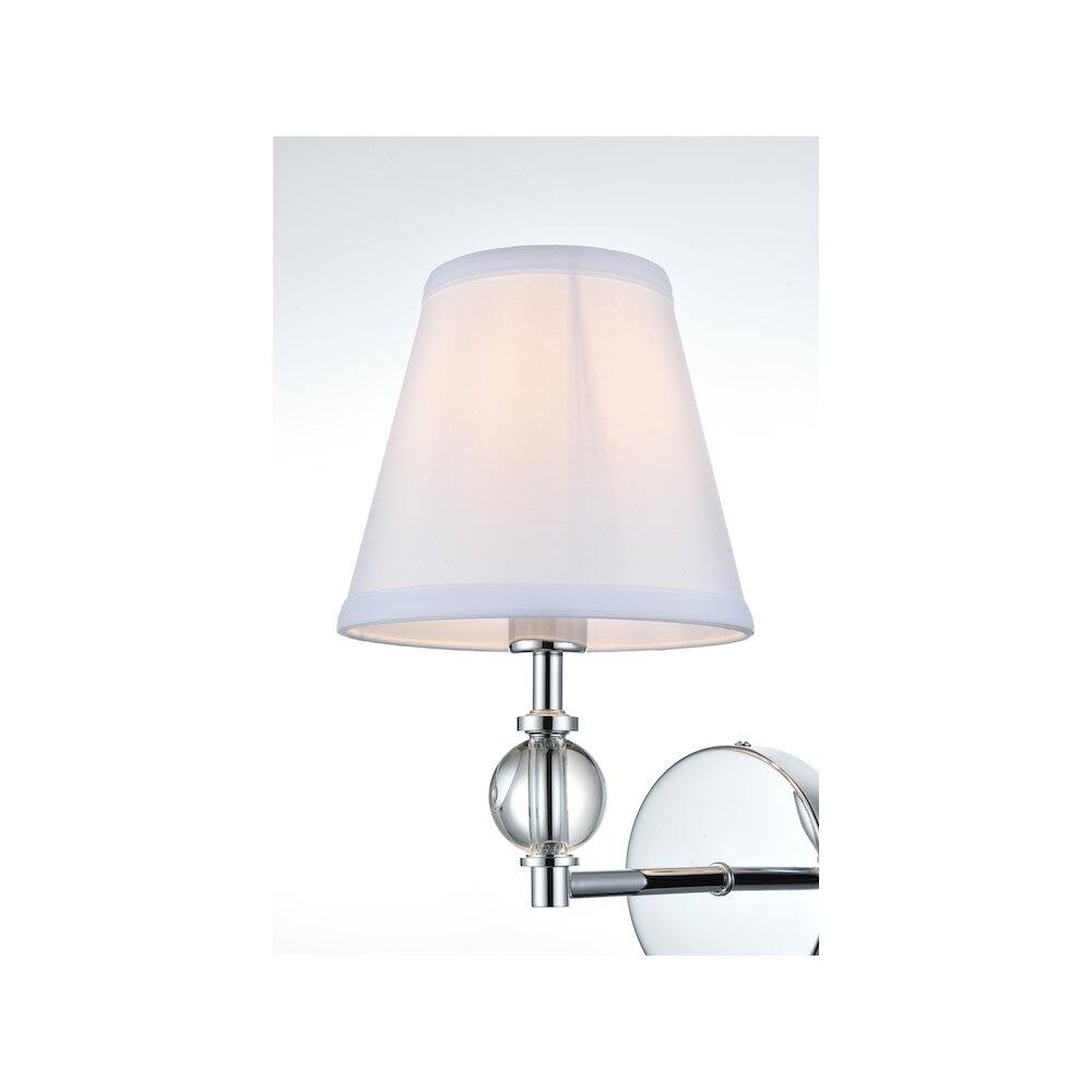 Alt View 2. Living District - Bethany 7 inch Wall Sconce in Chrome - Chrome And White.