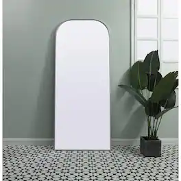 Elegant Decor - Metal Frame Arch Full Length Mirror 32x76 Inch - Silver