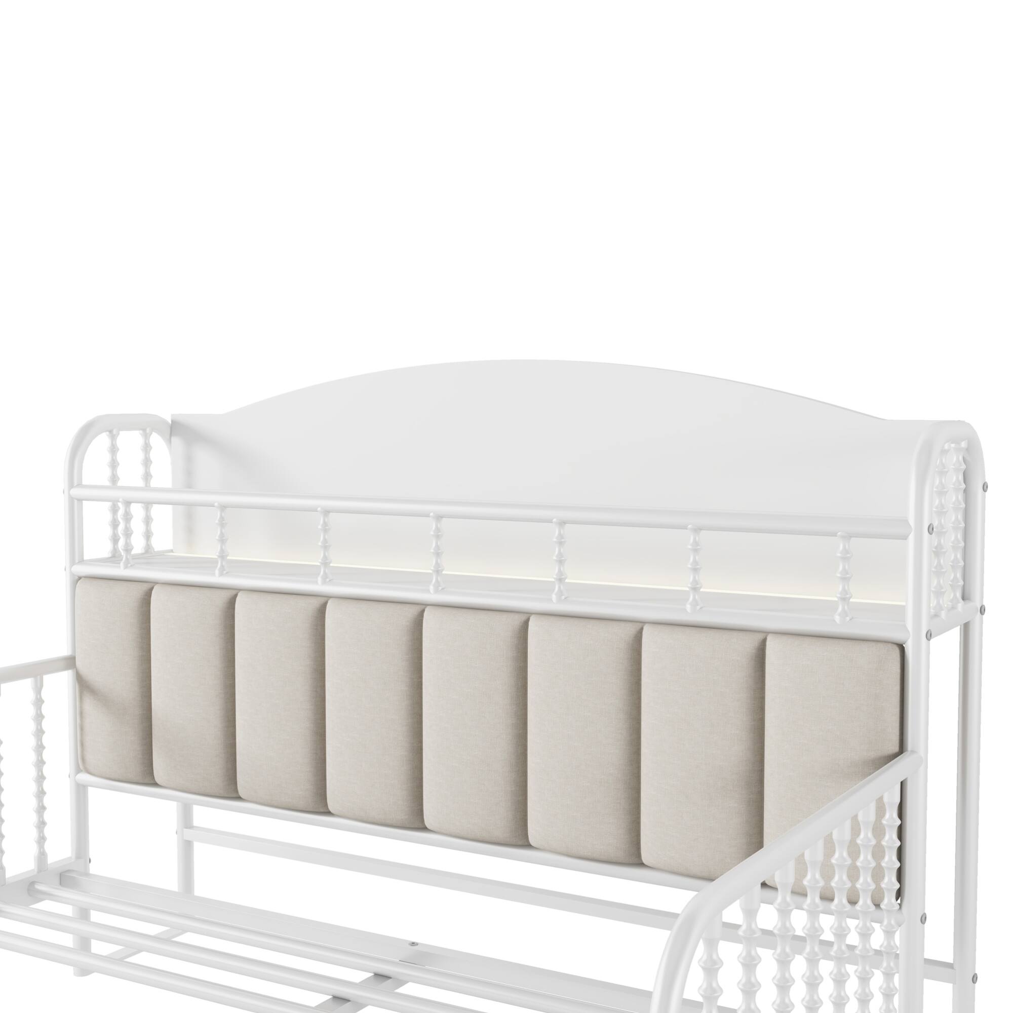 Alt View 6. GOODSILO - Full Size Metal Platform Bed Frame with LED Lighting and Upholstered Storage Headboard - White.