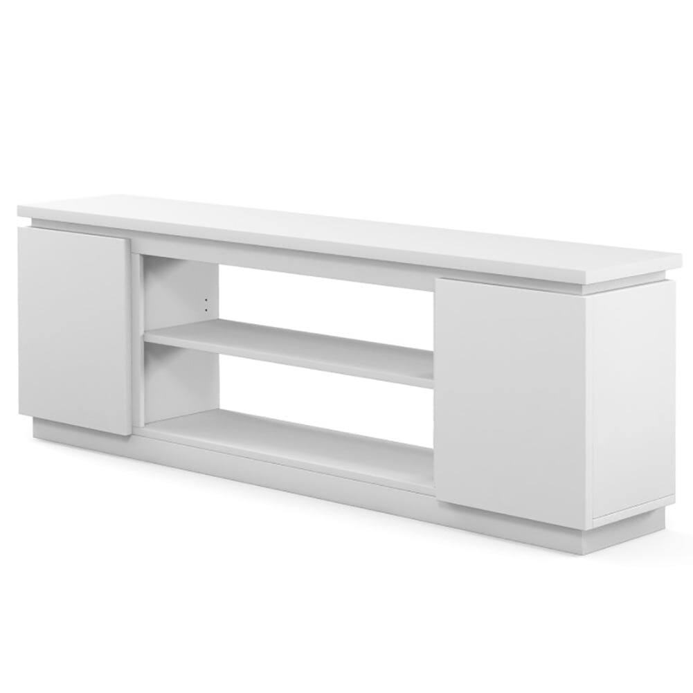 Left. Pefilos - TV Cabinet with 3 Adjustable Shelves and Anti-Tipping Kits for TVs up to 80 Inch, Entertainment Center, White TV Stand - White.