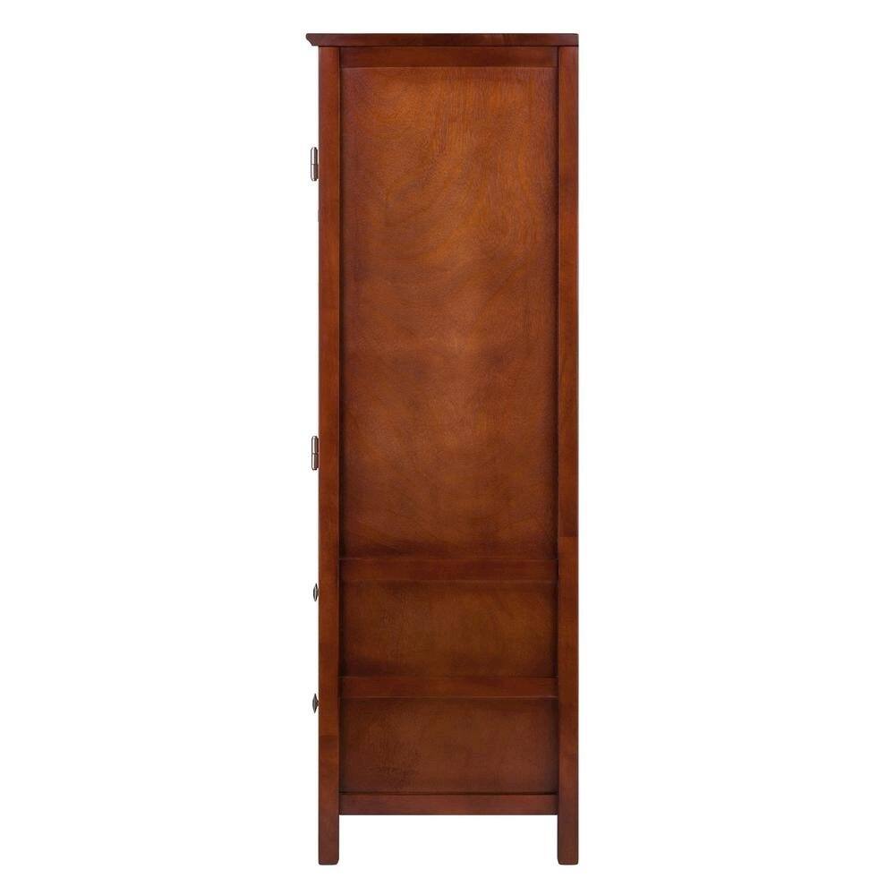 Front. FurniFact - Walnut Kitchen Cabinet – Small Pantry Cabinet with Doors - Brown.