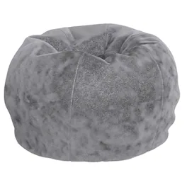 Emma + Oliver - Small Bean Bag Chair for Kids and Teens - Gray Furry