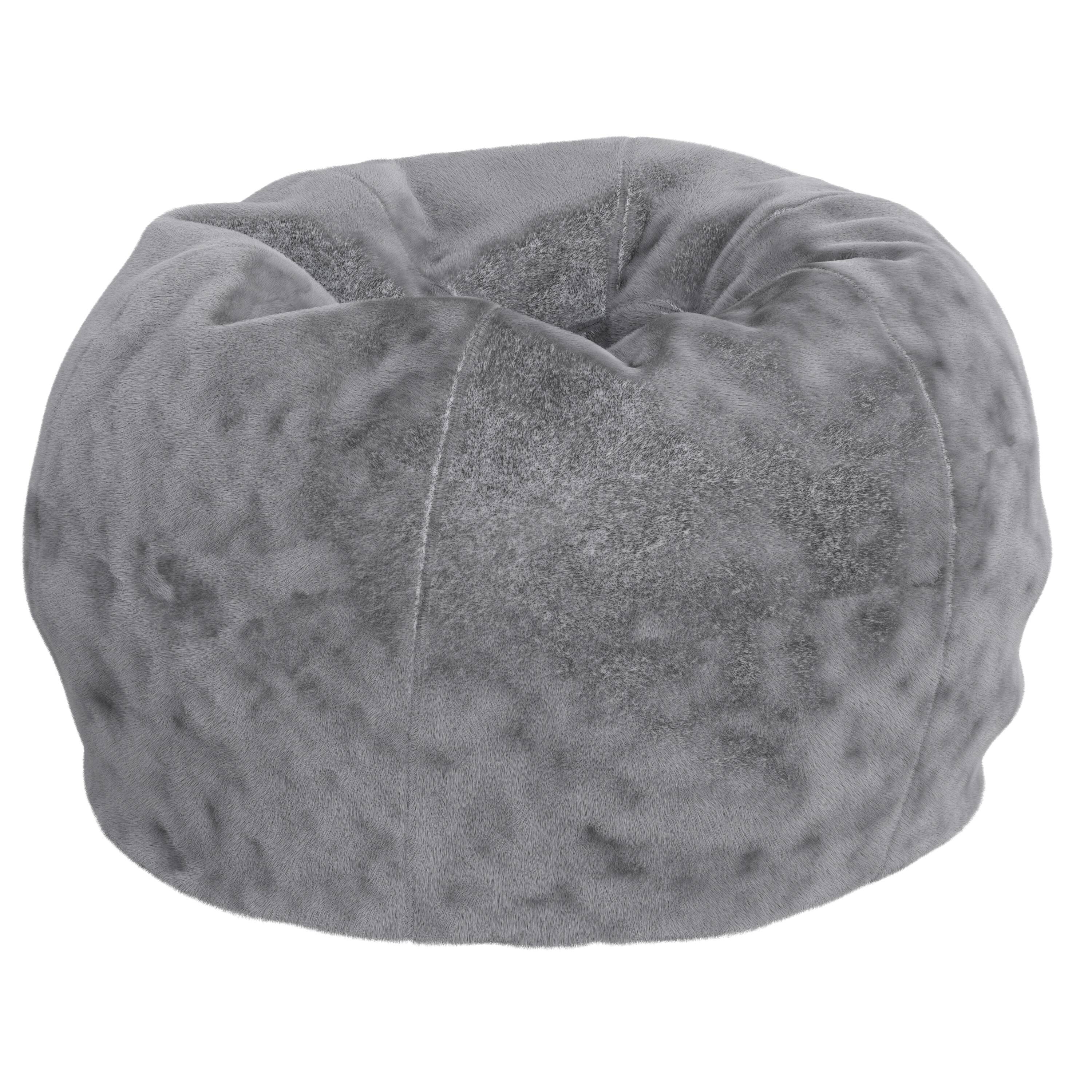 Front. Emma + Oliver - Small Bean Bag Chair for Kids and Teens - Gray Furry.