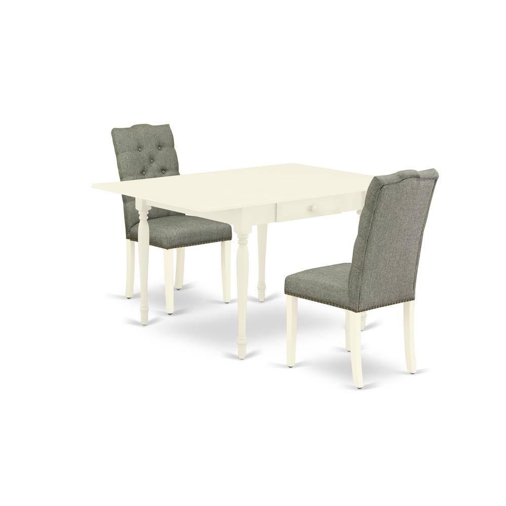 Left. East West Furniture - Dining Room Set Linen White - Brown.