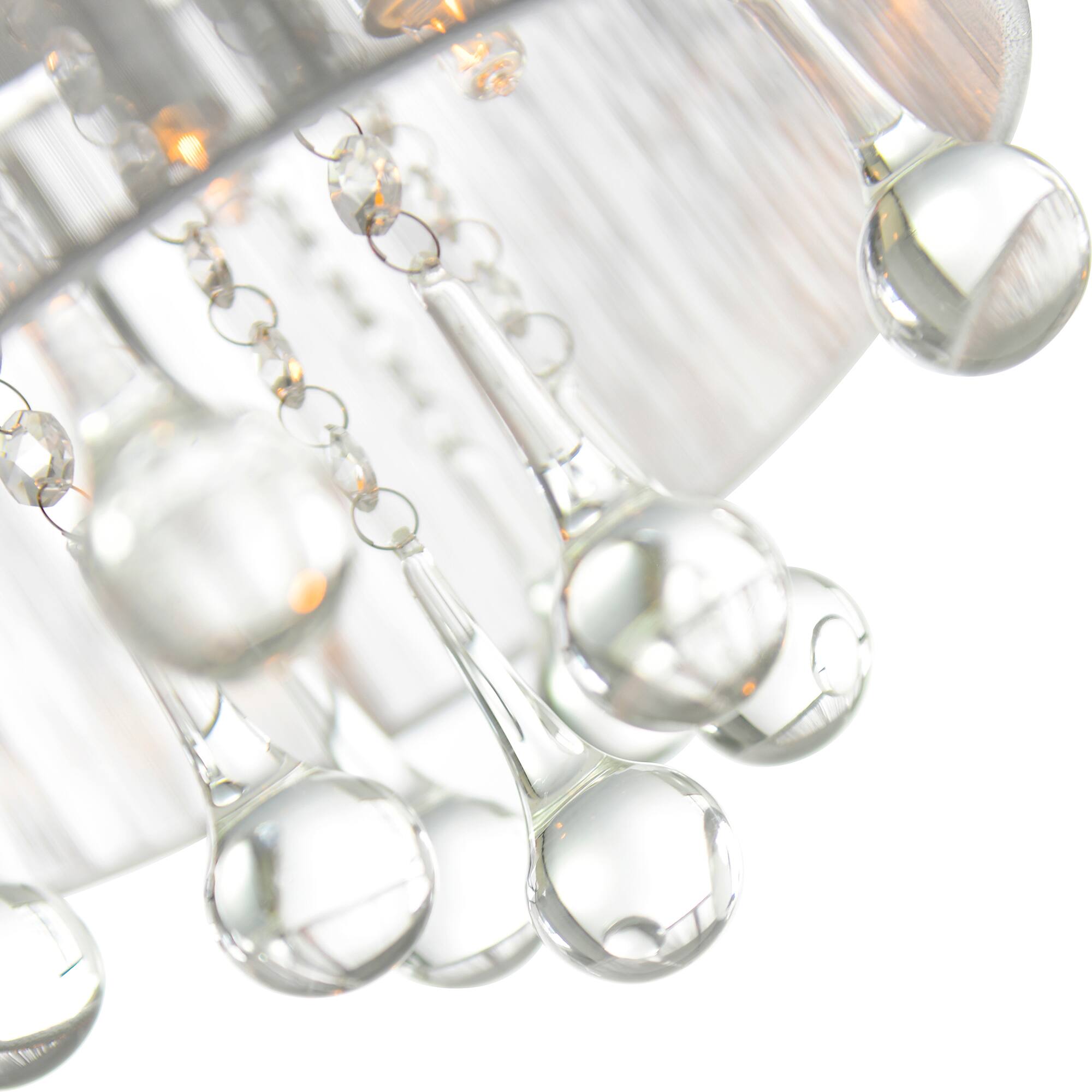 Alt View 1. CWI Lighting - Water Drop 4 Light Drum Shade Flush Mount With Chrome Finish - Chrome.