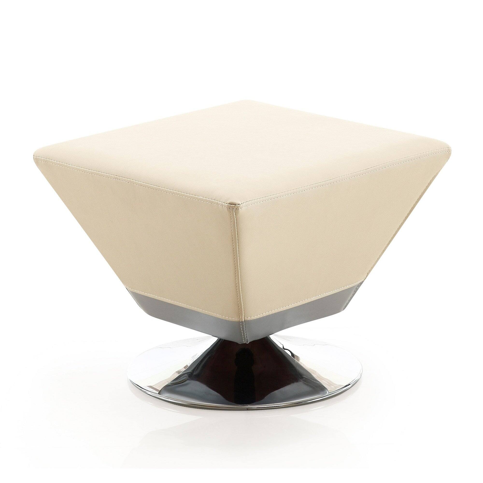 Front. Manhattan Comfort - Diamond Modern Vegan Leather Accent Ottoman - Tan.