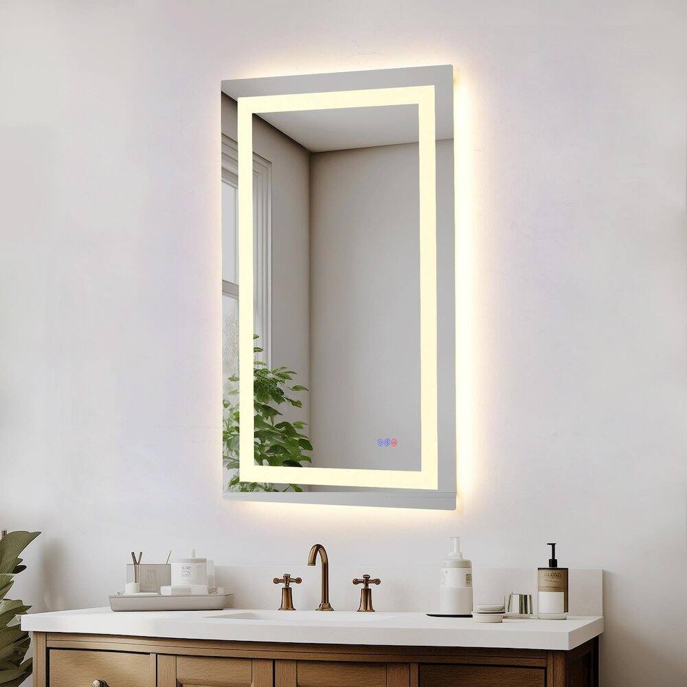 Alt View 10. Elegant Kitchen and Bath - Riven 40X27 Led Mirror, Adjustable Color 3000K/4200K/6400K - White.