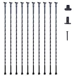 VEVOR - Staircase Metal Balusters, 44'' x 1/2" Galvanized Steel Decorative Banister Spindles, 10 Pack Deck Baluster - Matte Black