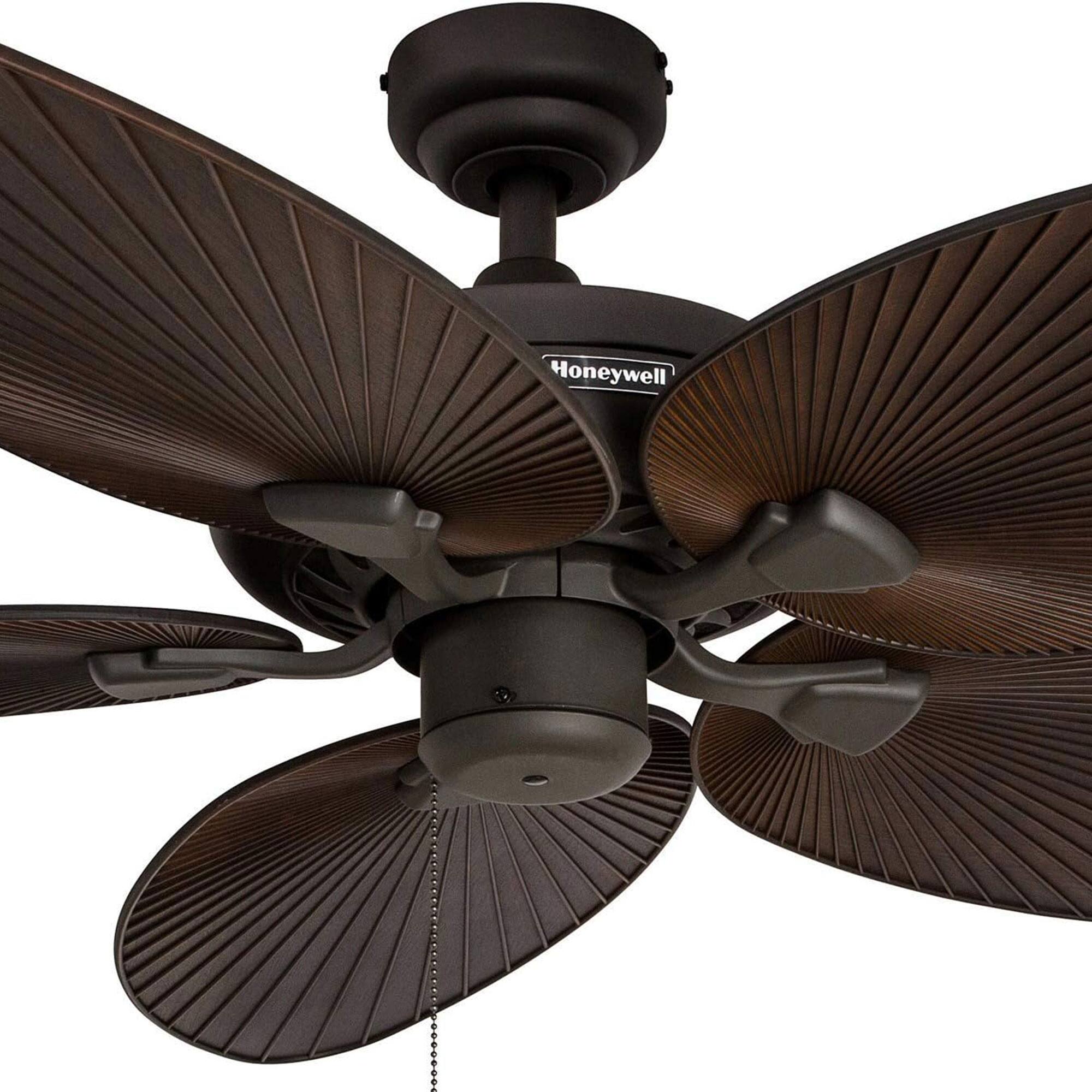 Alt View 7. Honeywell - Honeywell Palm Island 52 Inch Tropical Ceiling Fan, No Light, Oil Rubbed Bronze - Bronze (No Light).