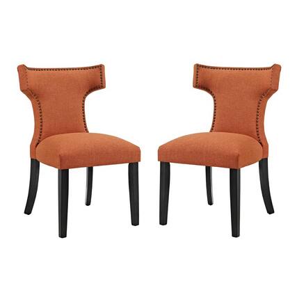 Front. Modway - Curve Fabric Dining Side Chair Set of 2 by Modway - Orange.