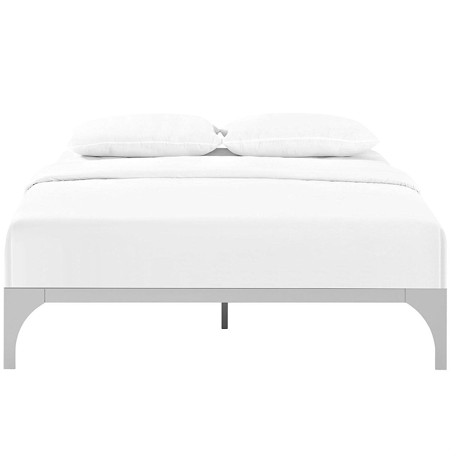 Left. Hivvago - Hivvago King size Modern Metal Platform Bed Frame  with Wood Slats - Silver.