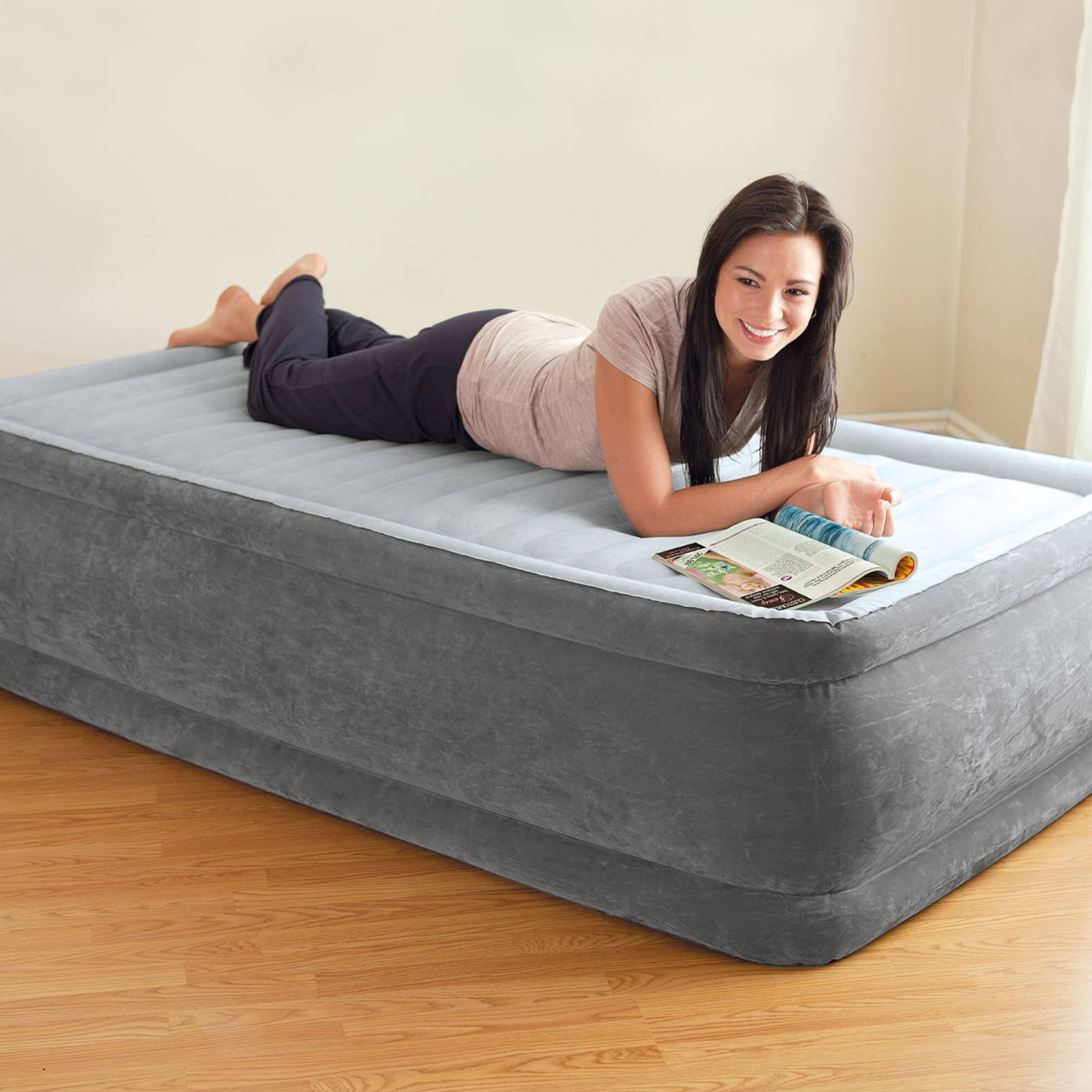 Alt View 8. Intex - Intex Dura Beam Comfort Plus Airbed Mattress w/ Built-In Pump, Twin Size, 4 Pack - Gray.