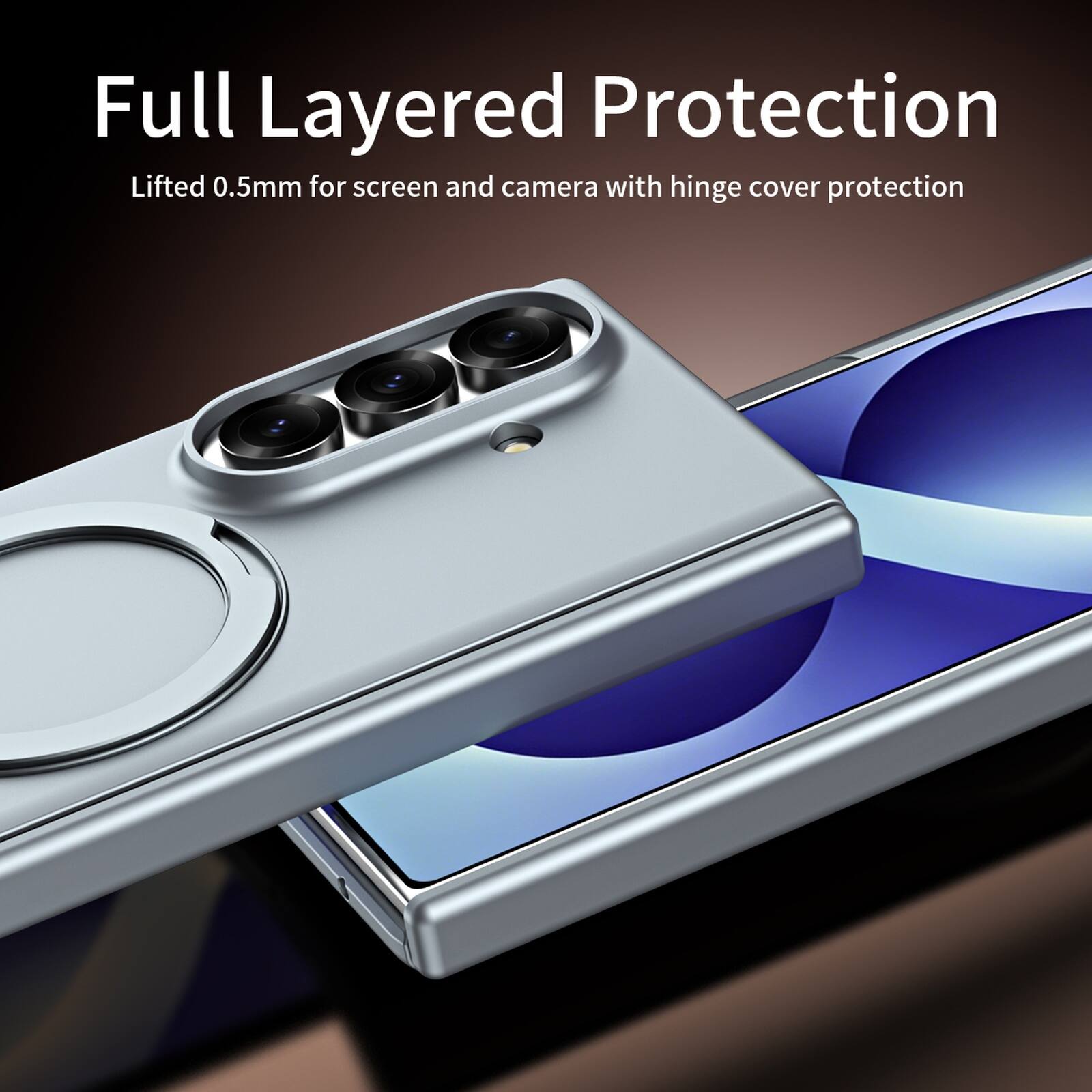 Full Layered Protection  
Lifted 0.5mm for screen and camera with hinge cover protection