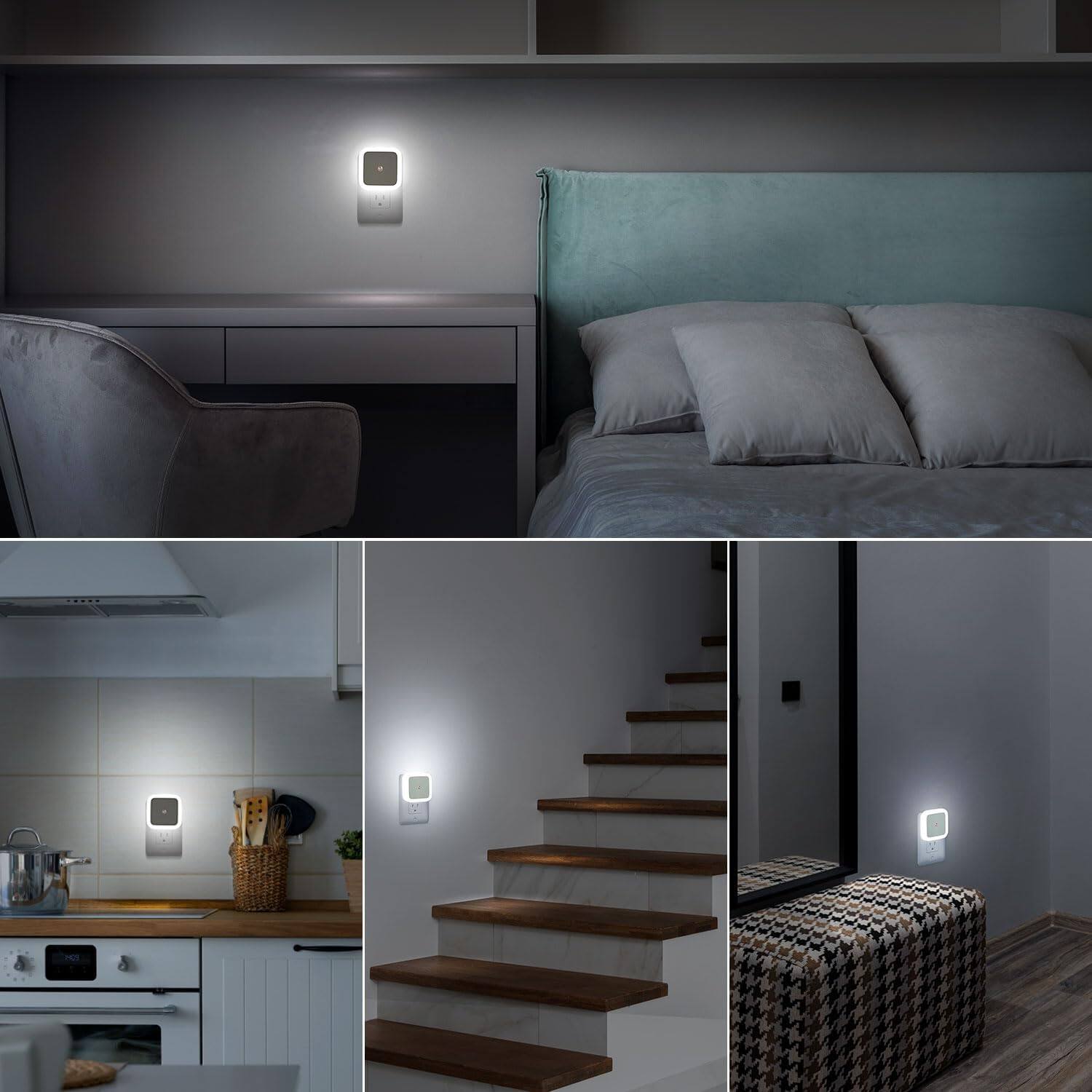 Alt View 2. Core Tech - Plug-In LED Night Lights with Dusk-to-Dawn Sensor and Automatic Dimming, 4-Pack - cool White.