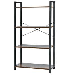 Kadyn - Book Shelf,Storage Shelf Unit Plant Stand,4-Tier Rustic Bookshelf Industrial Bookcase Diaplay Shelf Storage Rack - Brown