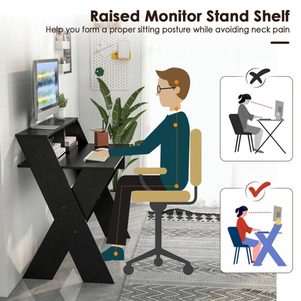 Raised Monitor Stand Shelf  
Help you form a proper sitting posture while avoiding neck pain