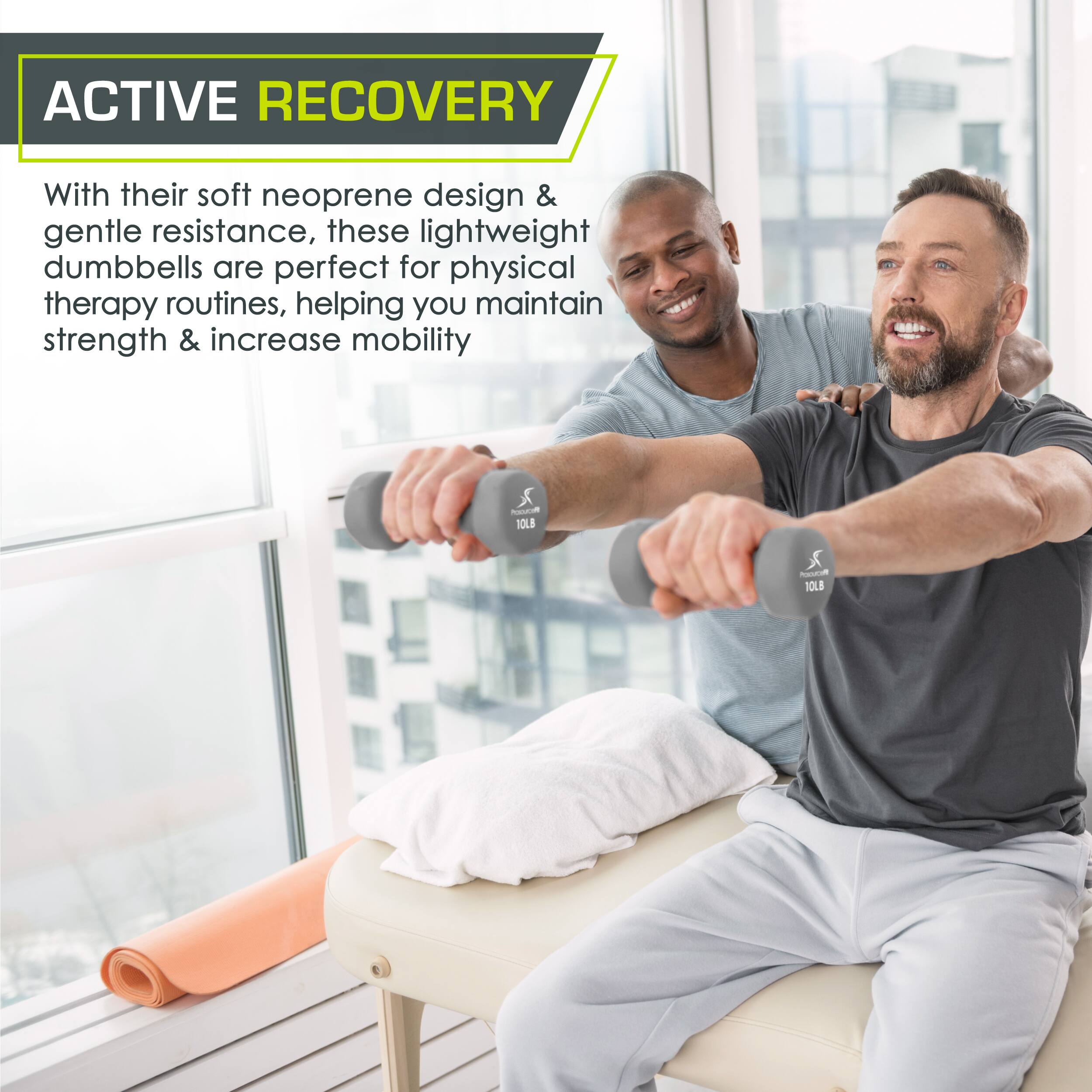 ACTIVE RECOVERY

With their soft neoprene design & gentle resistance, these lightweight dumbbells are perfect for physical therapy routines, helping you maintain strength & increase mobility - 10LB - HOLB