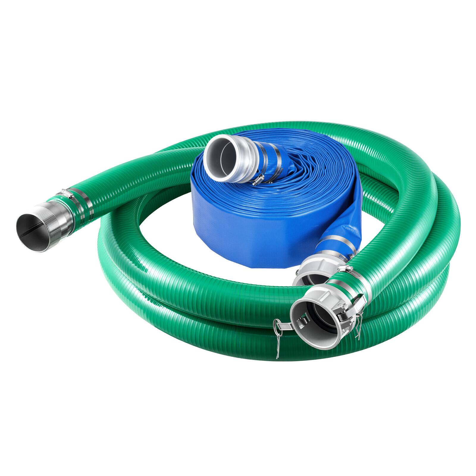 Alt View 5. VEVOR - 3" Suction Hose Kit 65' Blue PVC Backwash 20' Green Suction Hose, for Swimming Pools Water Pumps, Ready-to-Use Setup - Blue;Green.