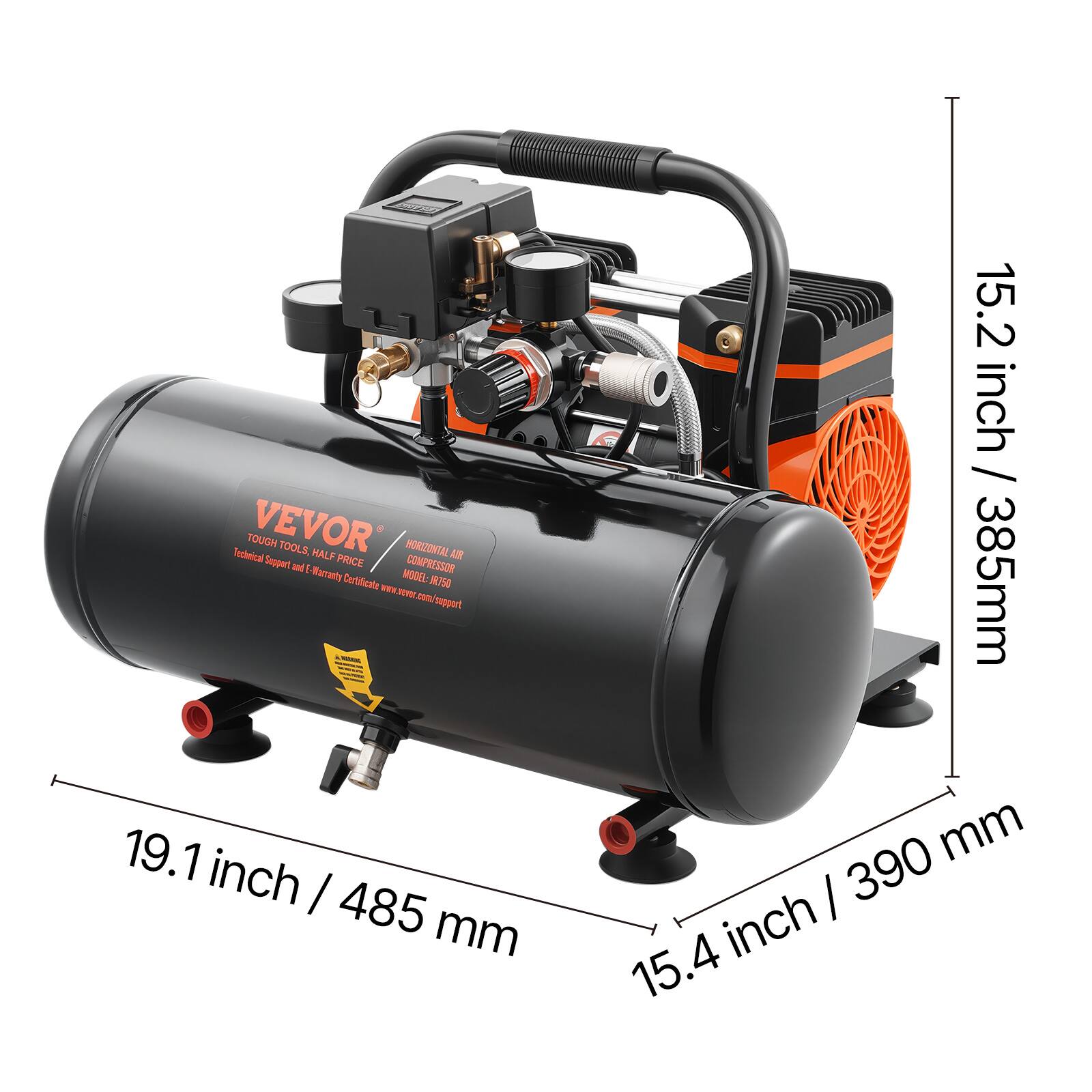 20222 Technical VEVOR TOUGH TOOLS, HALF PRICE COMPRESSOR HORIZONTAL AIR and E-Warranty Certificate MODEL: 38.750

19.1 inch / 485 mm

15.2 inch / 385 mm

15.4 inch / 390 mm