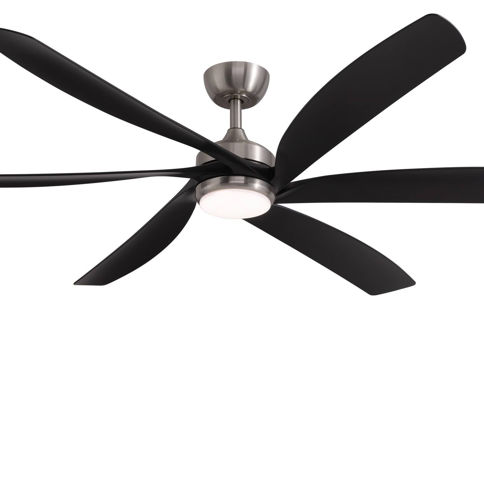 Alt View 8. Siljoy - 64" Modern Silent Ceiling Fan, Reversible DC Motor, 6 Speeds, Timer, Natural Wind, Remote & APP Control, Indoor Outdoor - Solid Nickel.