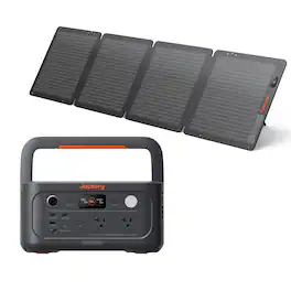 Jackery - Explorer 600 v2 Portable Power Station + 100W Air Solar Panel (Ships in multiple packages) (640 Wh Capacity) - Black