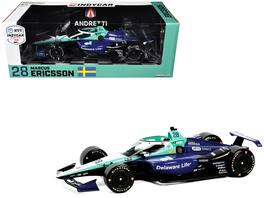 Greenlight - Dallara IndyCar #28 Marcus Ericsson "Delaware Life" Andretti Autosport "NTT IndyCar Series" (2024) 1/18 Diecast - Blue,Green,Black