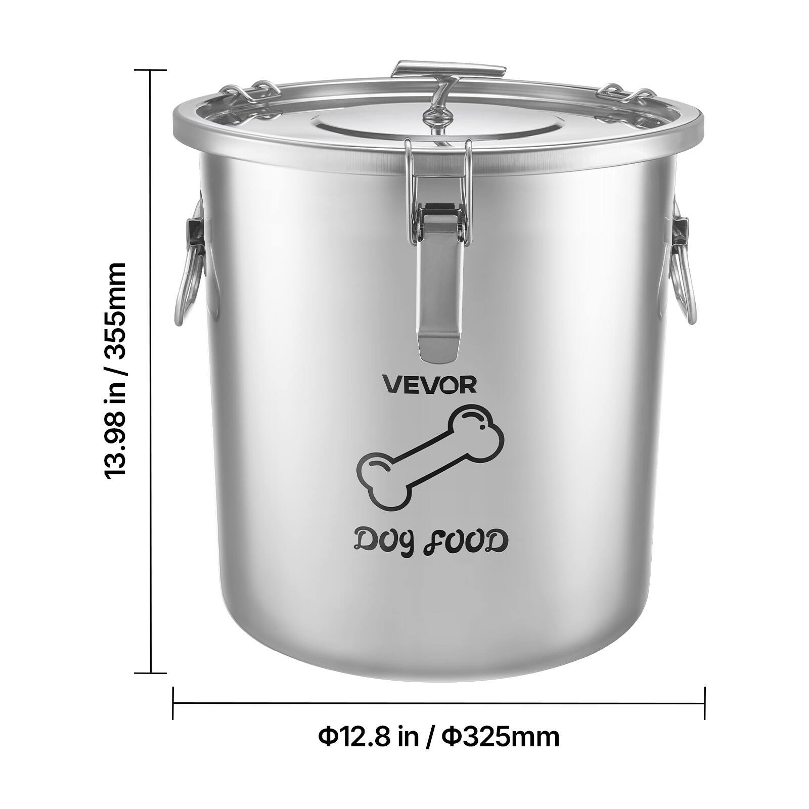 355mm in / 13.98 in  
VEVOR Dog Food  
12.8 in / 325mm