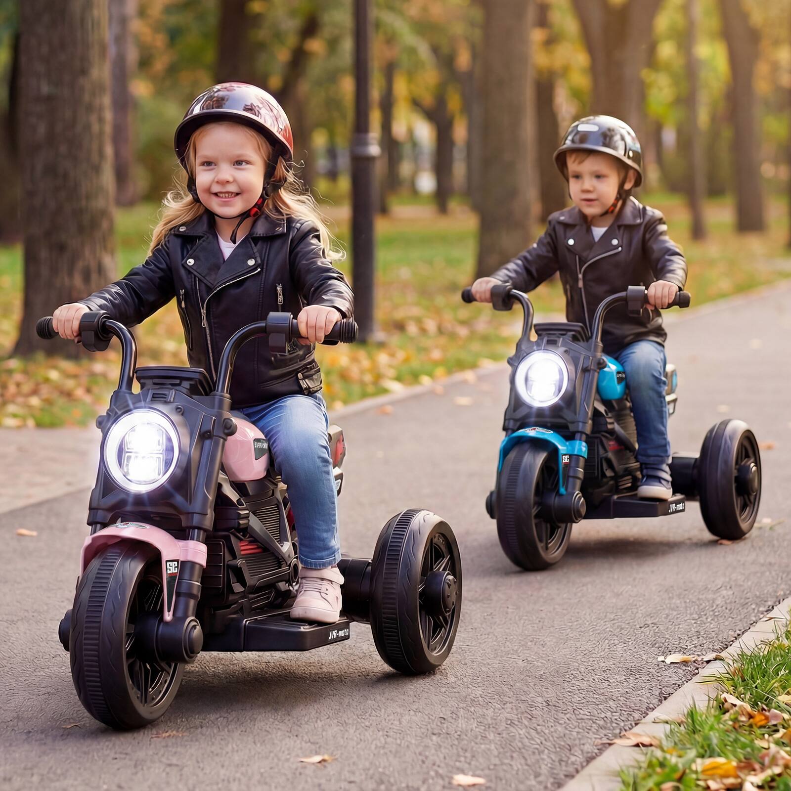 Alt View 3. Costway - Costway 6V Kids Motorcycle with Song,Story,LED Headlights,Accelerator Pedal & 3 Wheels - Pink & Black.