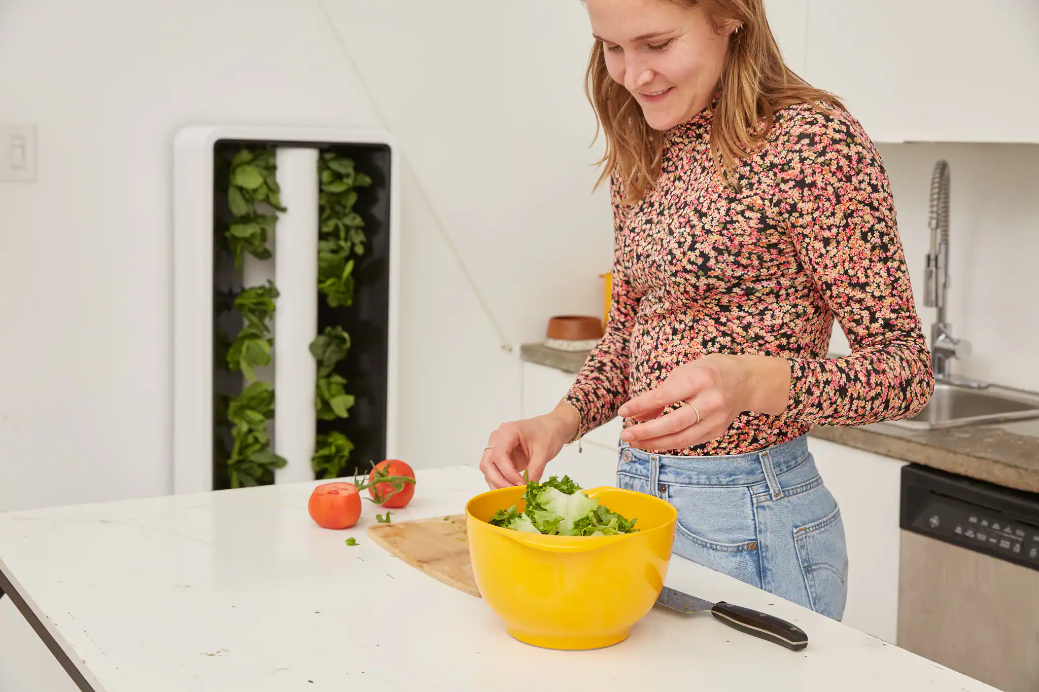 Alt View 7. Just Vertical - EVE Indoor Hydroponic Garden | Modern Furniture-Style Vertical Planter | Grow 12 Fresh Herbs & Vegetables Year-Round - Walnut.