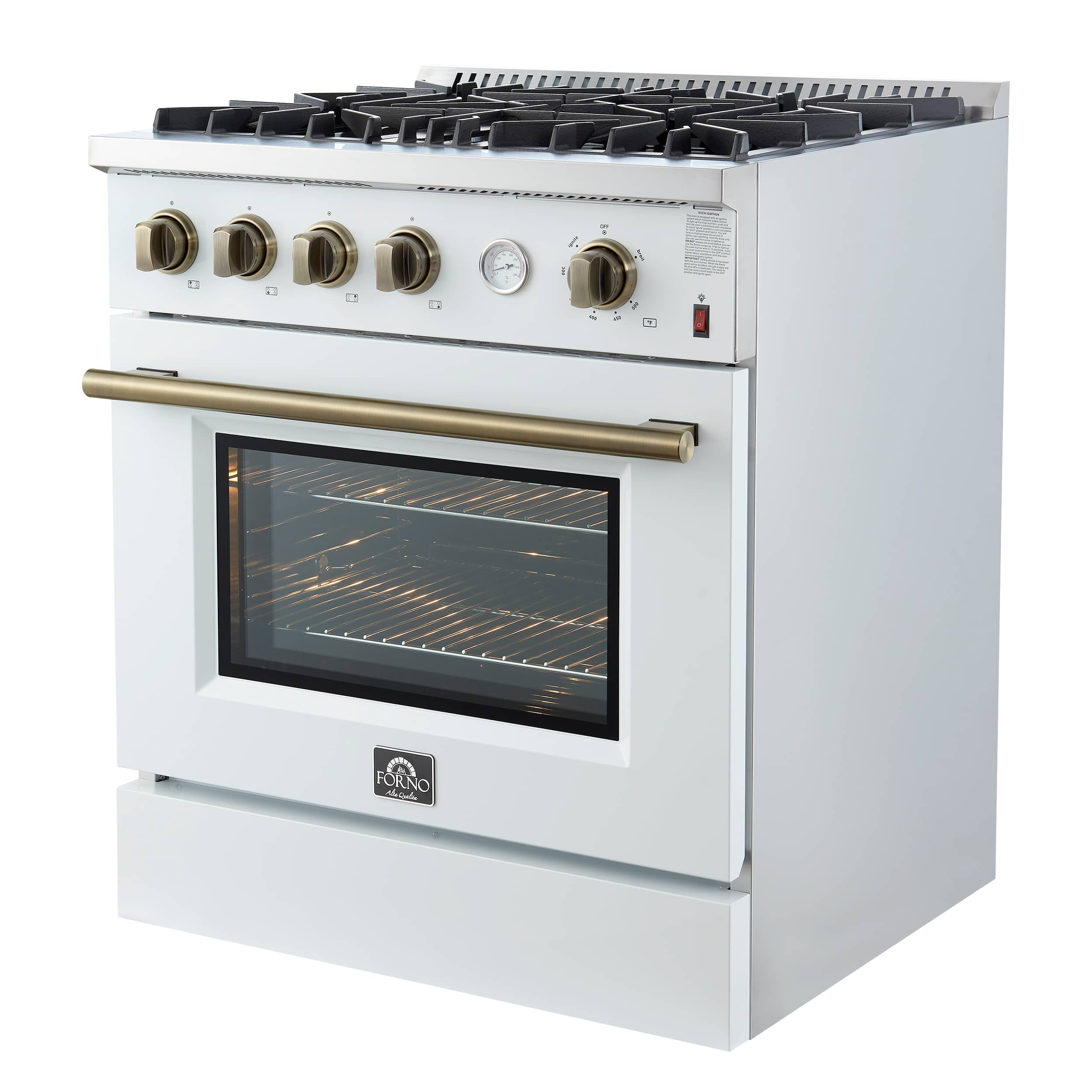 Angle. Forno Appliances - Marco 4.32 Cu. Ft. Freestanding Gas Convection Range with Dual Ring Burner - White.