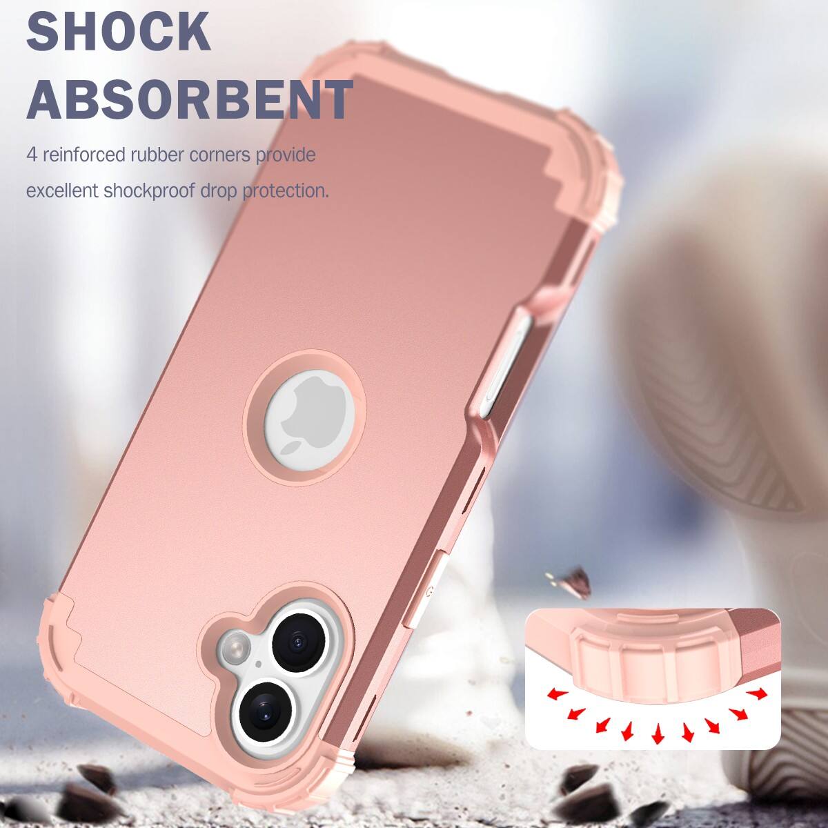SHOCK ABSORBENT  
4 reinforced rubber corners provide excellent shockproof drop protection.
