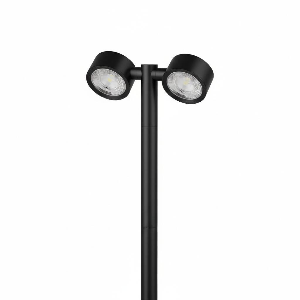 Front. Dazzed Corner - 4 Pack Solar Pathway Lights Outdoor,Dual-Head Pathway Lights - Black.