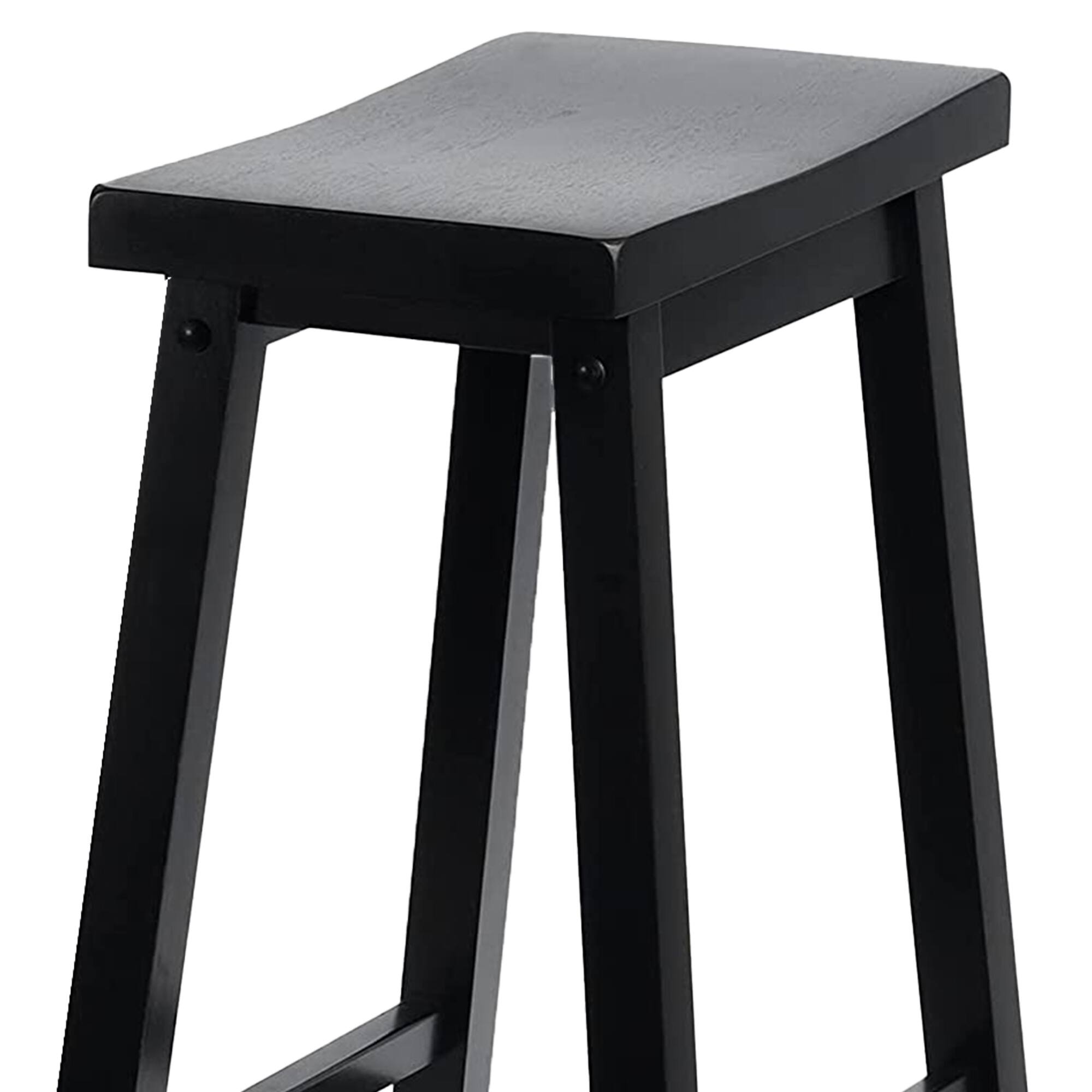 Alt View 3. PJ Wood - PJ Wood Classic Saddle Seat 29 Inch Tall Kitchen Counter Stools, Black (4 Pack) - Black.