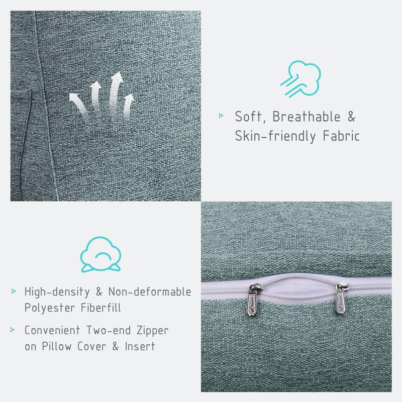 - Soft, Breathable & Skin-friendly Fabric
- High-density & Non-deformable Polyester Fiberfill
- Convenient Two-end Zipper on Pillow Cover & Insert