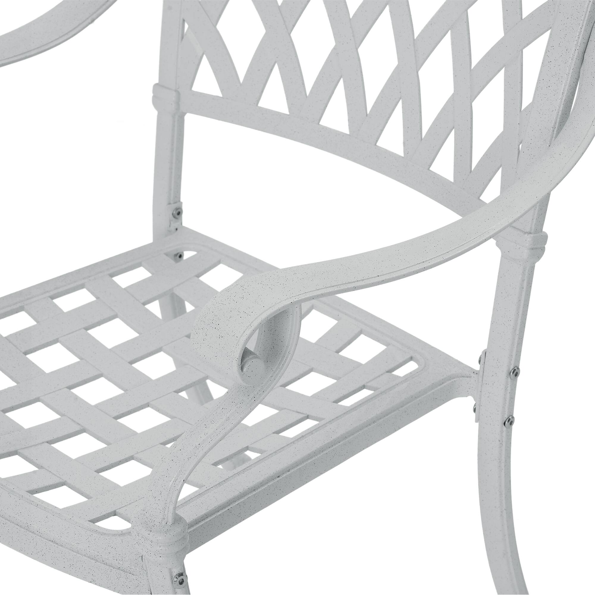 Alt View 2. Mondawe - 2 Piece Cast Aluminum Dining Chair with Metal Weave Pattern - White.