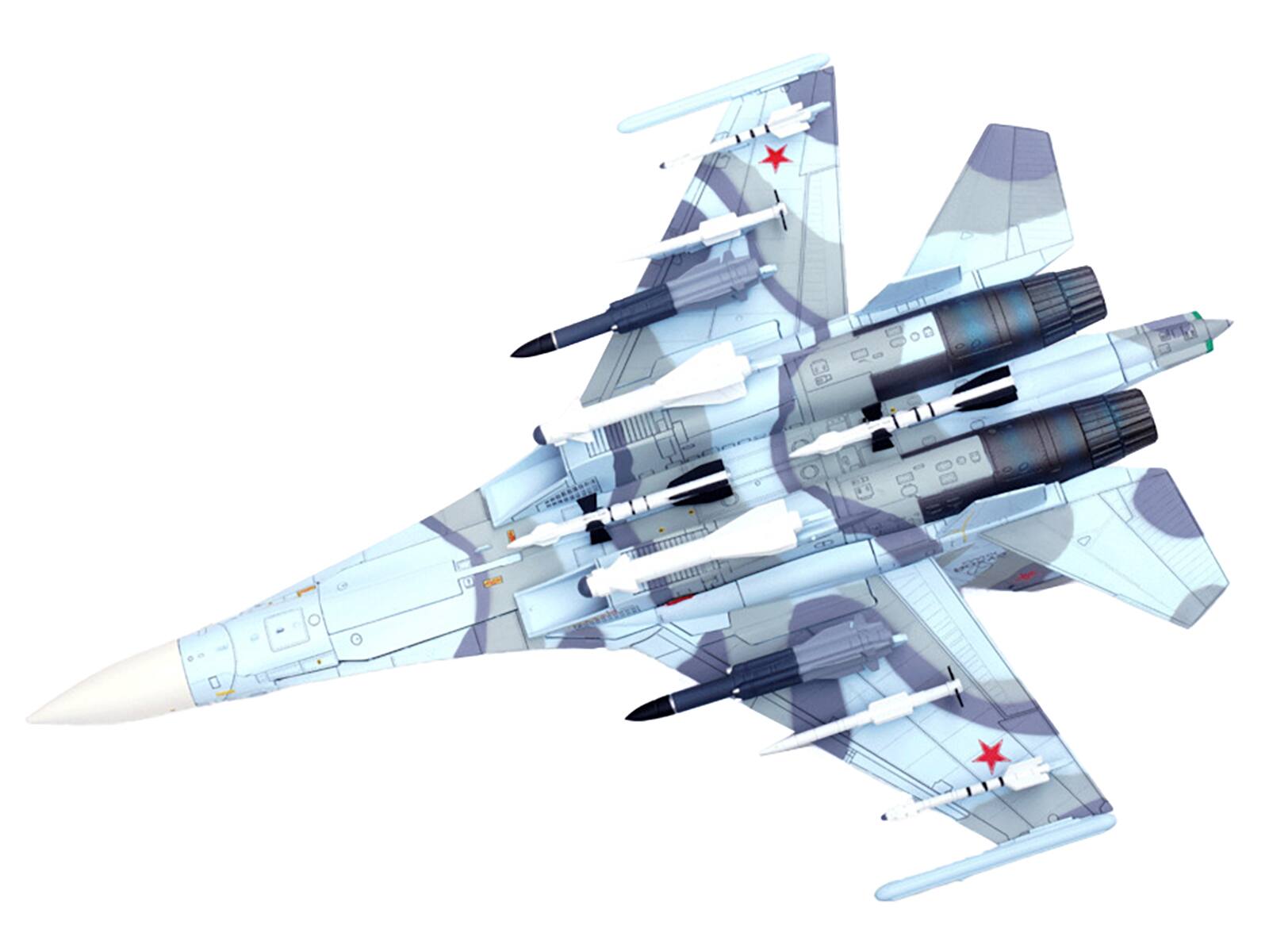 Left. Panzerkampf - Sukhoi Su-30MKK Flanker-G Fighter Aircraft #504 "Russian Air Force" "Wing" Series 1/72 Diecast Model by Panzerkampf - Multicolor.
