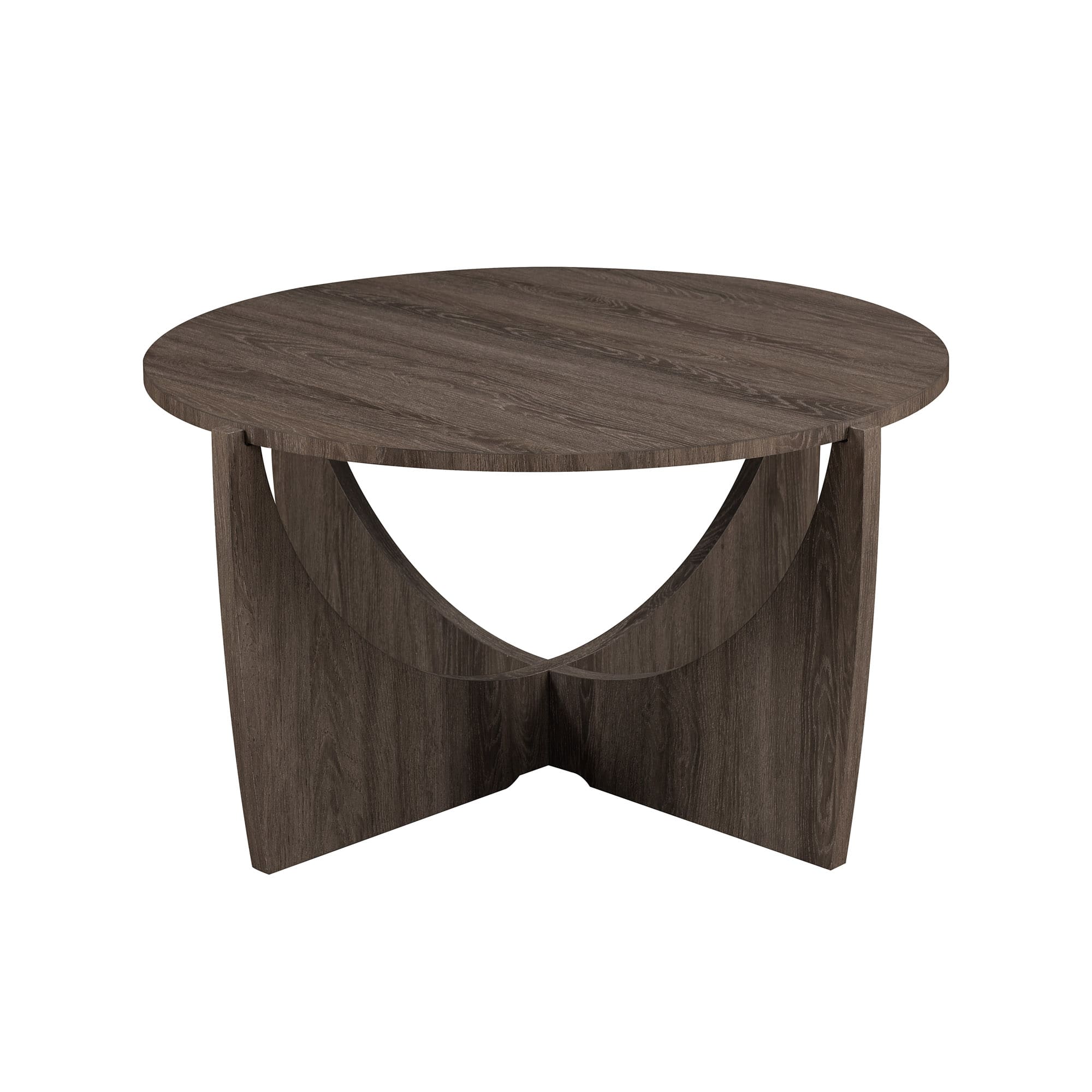 Walker Edison - Contemporary Arch-Base Round Coffee Table - Cerused Ash - Front_Zoom