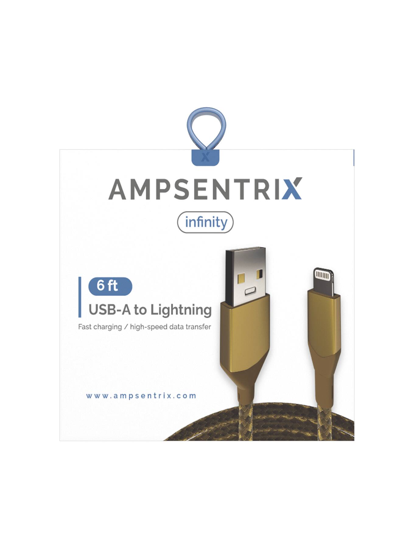 AMPSENTRIX infinity  
6 ft USB-A to Lightning  
Fast charging / high-speed data transfer  
www.ampsentrrix.com