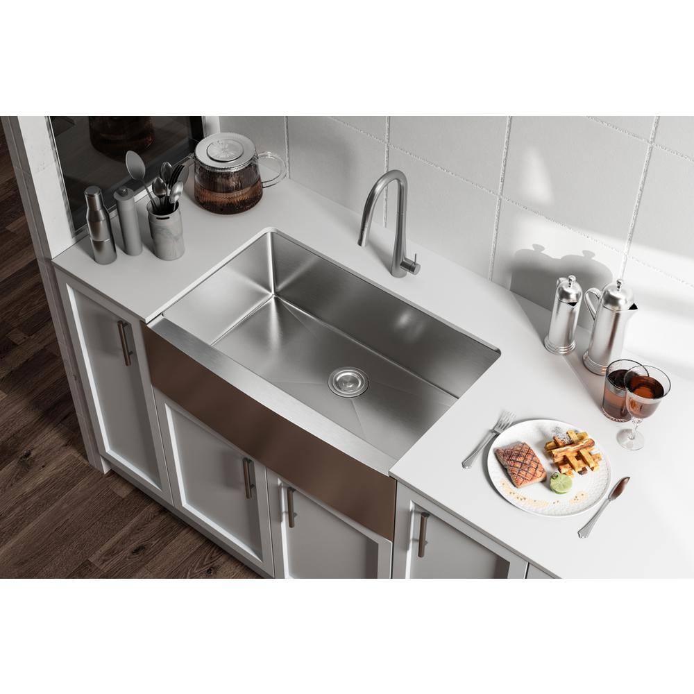 Alt View 5. Elegant Kitchen and Bath - Stainless Steel farmhouse kitchen sink L33'' x W21'' x H10" - Stainless Steel.
