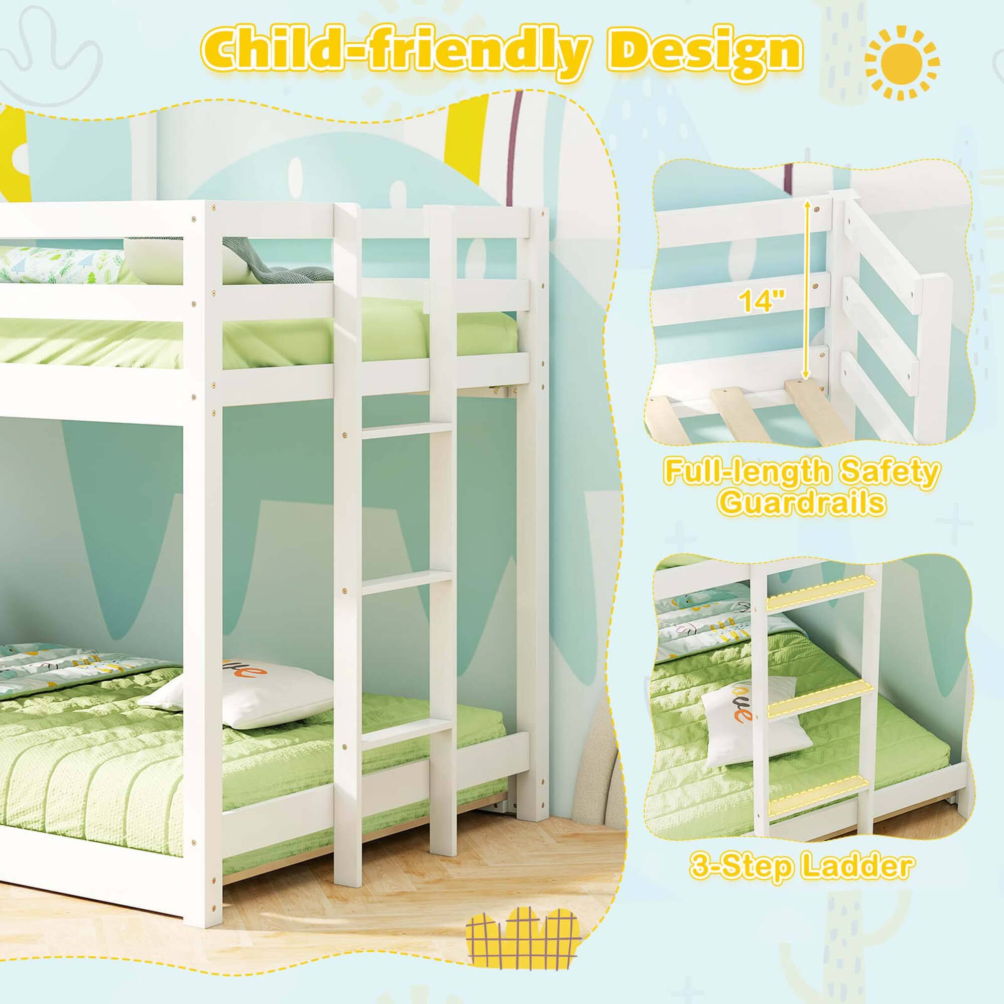 Child-friendly Design 14" Full-length Safety Guardrails ove 3-Step Ladder.