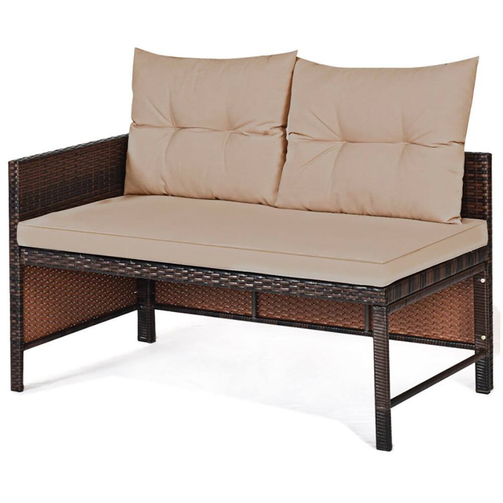 Left. Kadyn - 3 Piece Patio Conversation Set Outdoor Rattan Wicker Furniture Set with Coffee Table Chairs Patio Bistro with Seat - Beige.