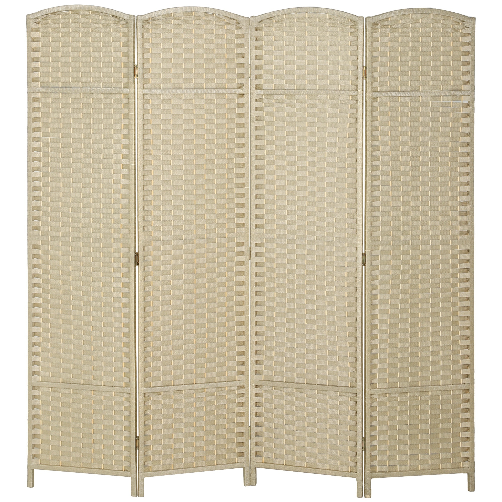 Homcom - Room Divider, 4 Panel Folding Privacy Screen, 5.6' Tall Freestanding Partition for Home Office, Bedroom - beige