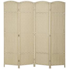 Homcom - Room Divider, 4 Panel Folding Privacy Screen, 5.6' Tall Freestanding Partition for Home Office, Bedroom - beige