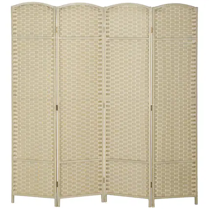 Front. Homcom - Room Divider, 4 Panel Folding Privacy Screen, 5.6' Tall Freestanding Partition for Home Office, Bedroom, Beige - beige.