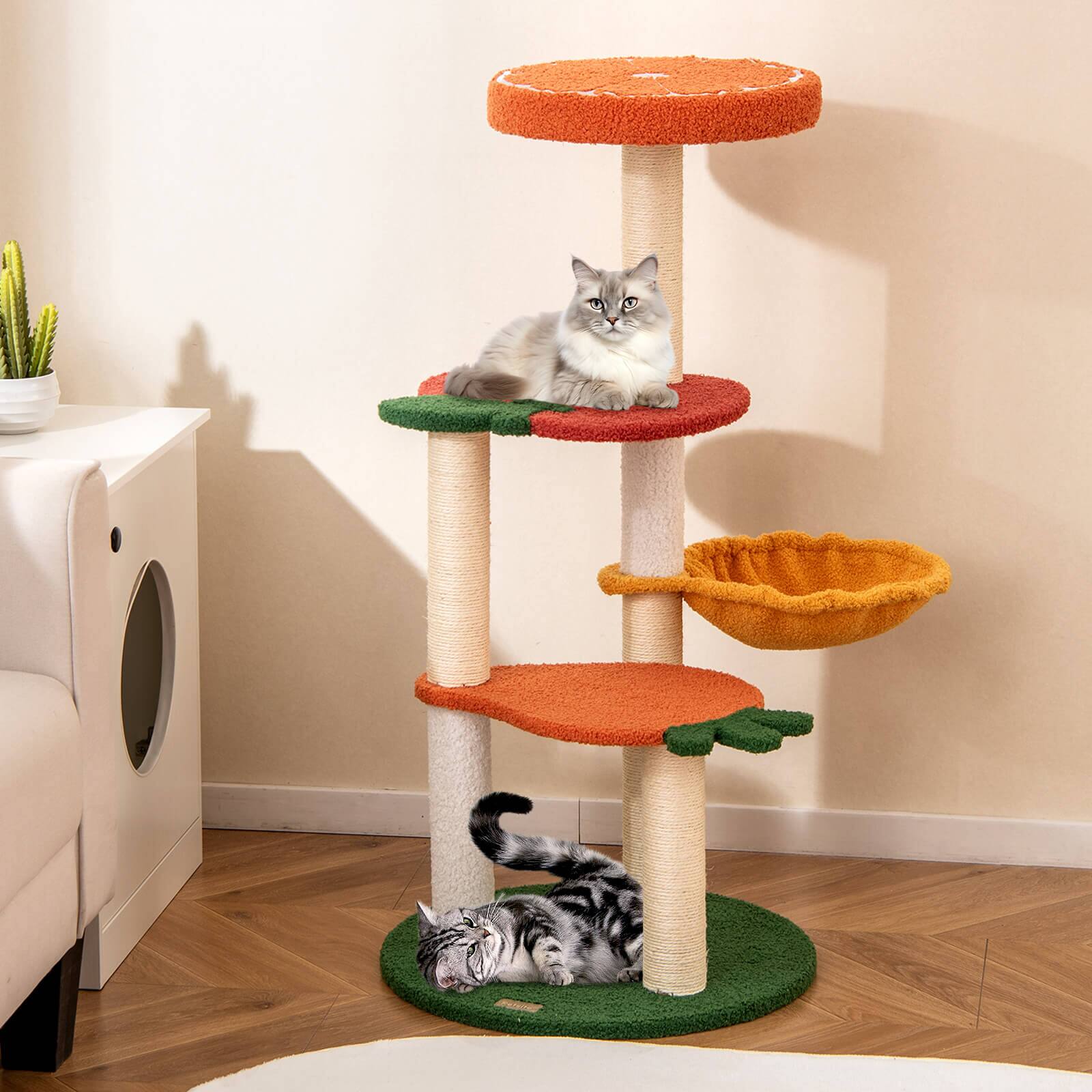 Alt View 3. Costway - Costway Fruit Style Cat Tree Multi-level Cat Tower w/Padded Top Perch Indoor Cat Climbing Frame - Orange,Red,Green,Yellow.