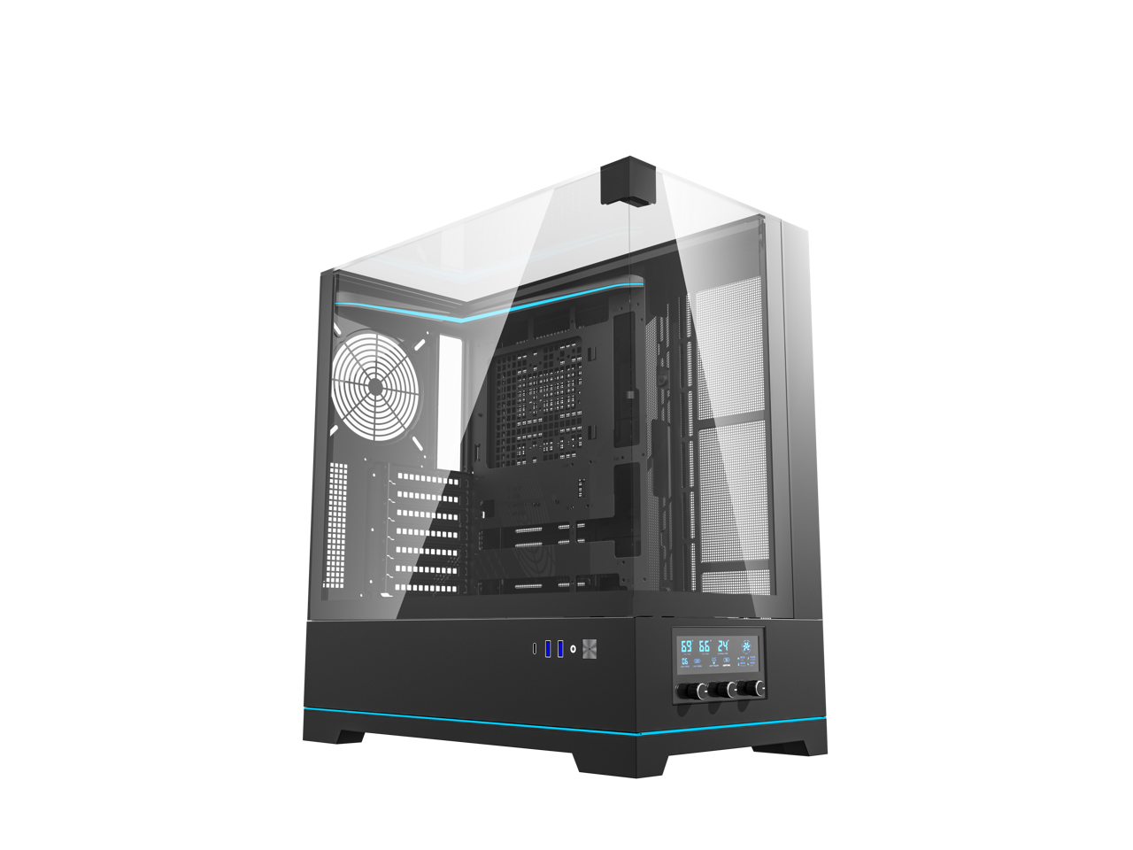 darkFlash - DY450 Black Steel / Tempered Glass ATX Black chassis ,0.8mm SPCC Case - Black